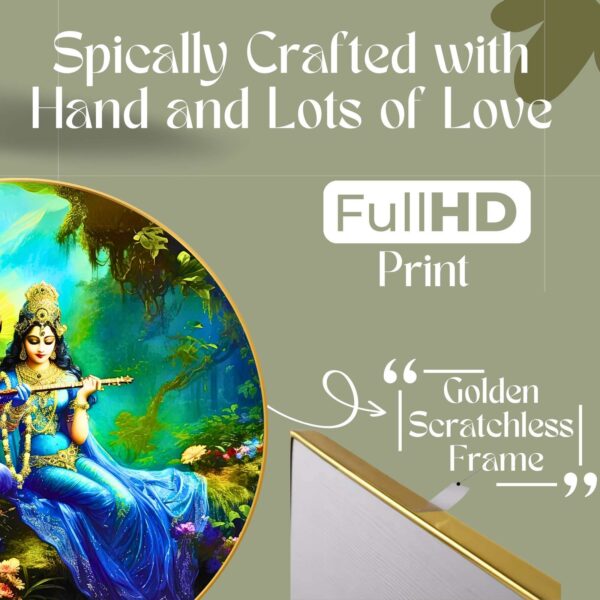 Wall Painting for Wall Decoration with Frame Sparkle Glossy Round Golden Framed Large Painting Office, Living Room, Bedroom, Home Decoration - Image 4