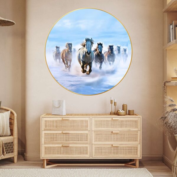 Wall Painting for Wall Decoration with Frame Sparkle Glossy Round Golden Framed Large Painting Office, Living Room, Bedroom, Home Decoration - Image 4
