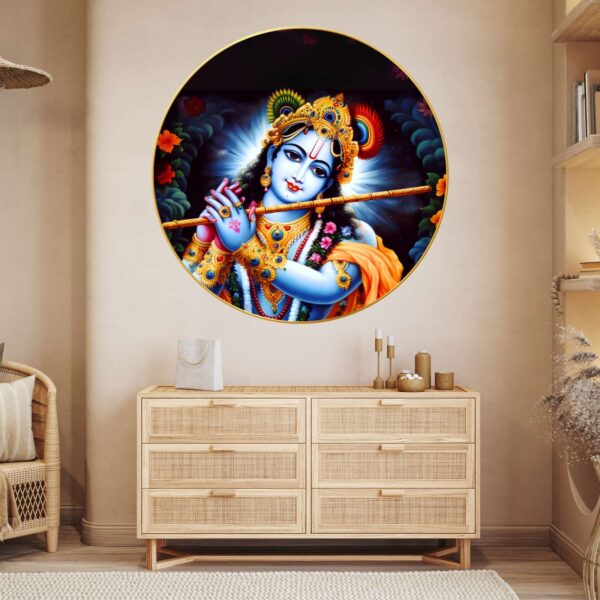 Wall Painting for Wall Decoration with Frame Sparkle Glossy Round Golden Framed Large Painting Office, Living Room, Bedroom, Home Decoration - Image 4