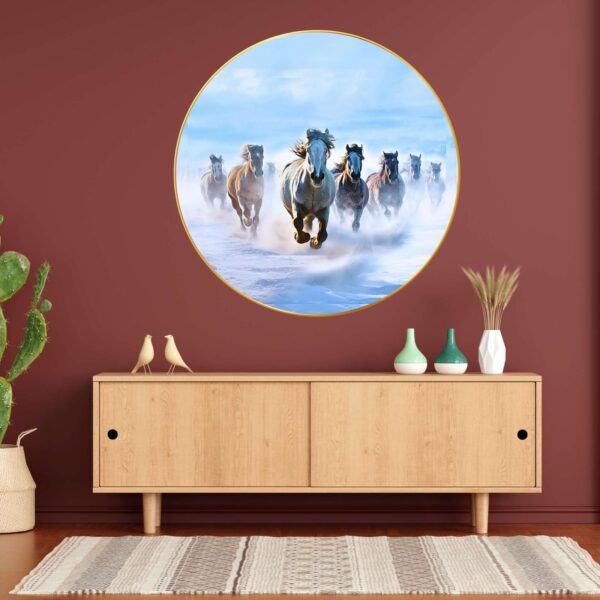 Wall Painting for Wall Decoration with Frame Sparkle Glossy Round Golden Framed Large Painting Office, Living Room, Bedroom, Home Decoration - Image 2