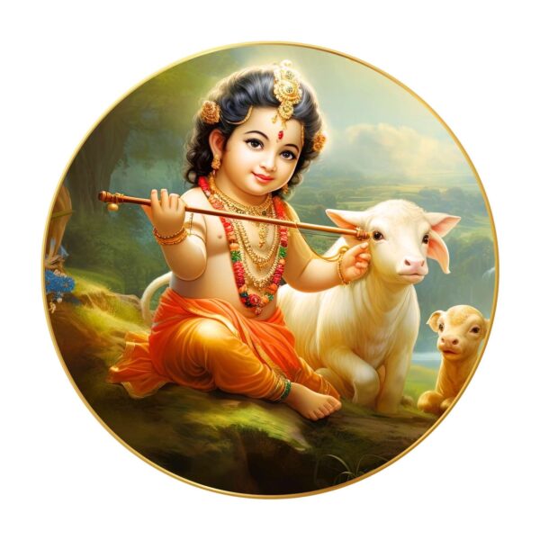 Wall Painting for Wall Decoration with Frame Sparkle Glossy Round Golden Framed Large Painting Office, Living Room, Bedroom, Home Decoration - Image 2